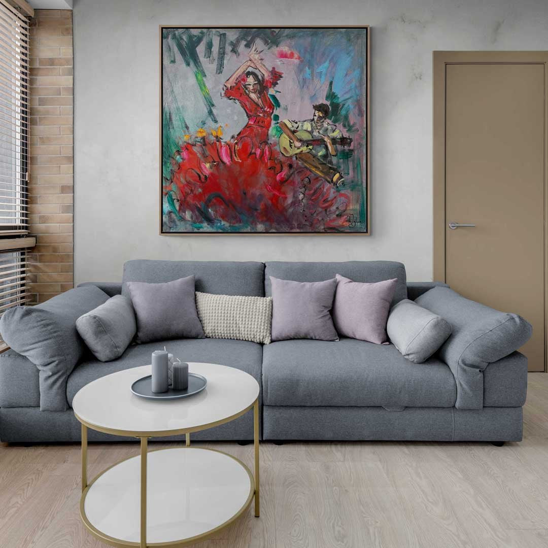 Kırmızılı Dans Yağlı Boya Tablosu