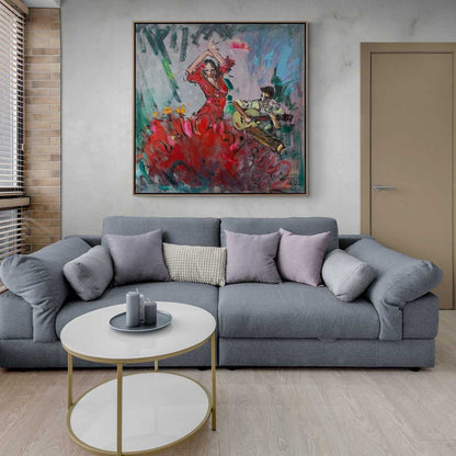 Kırmızılı Dans Yağlı Boya Tablosu