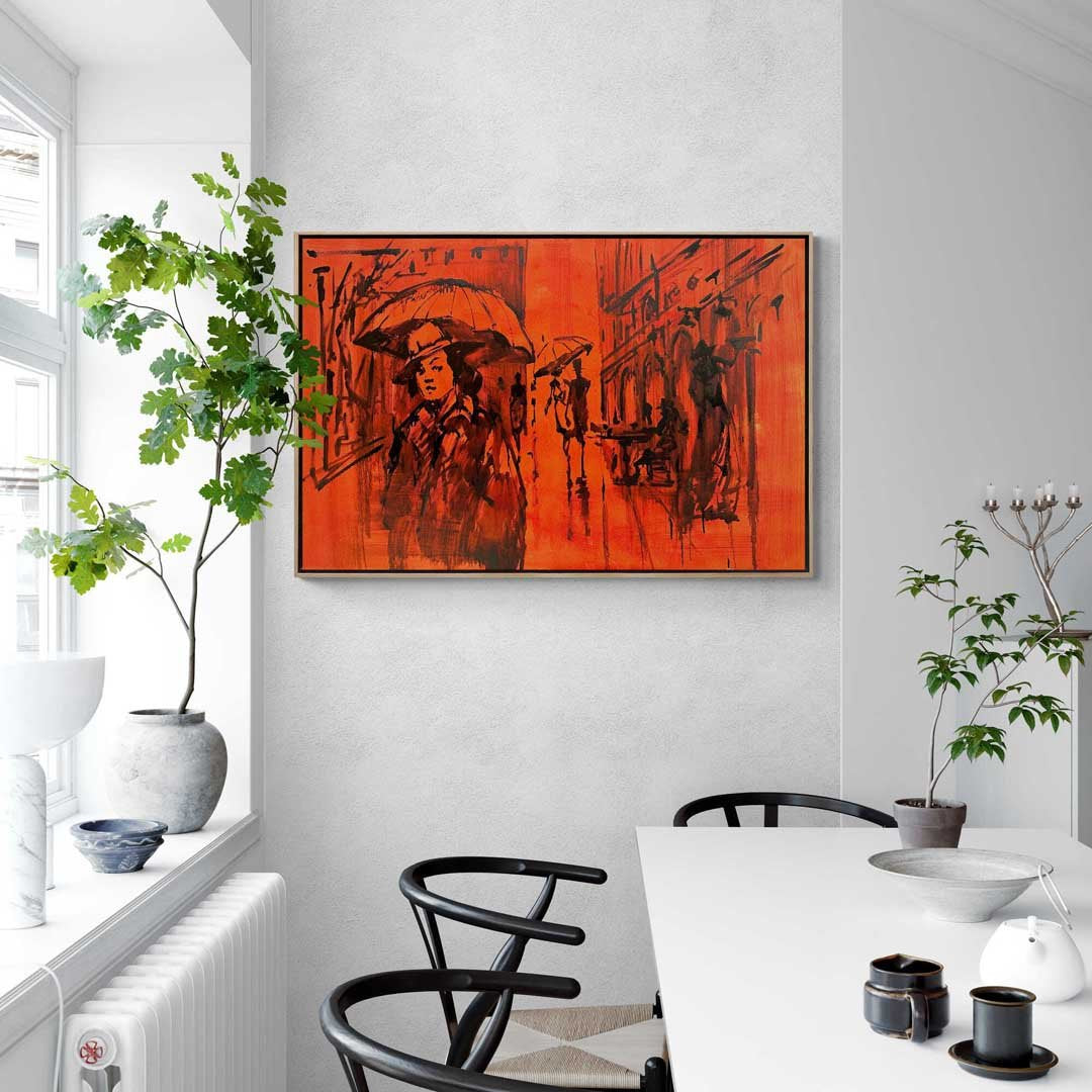 Turuncu Sokağın Sırrı Yağlı Boya Tablosu