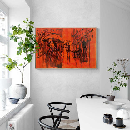 Turuncu Sokağın Sırrı Yağlı Boya Tablosu