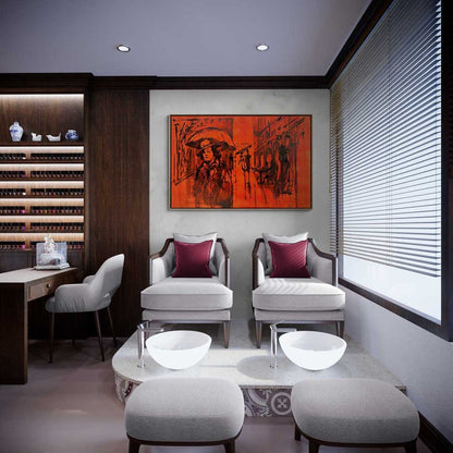 Turuncu Sokağın Sırrı Yağlı Boya Tablosu