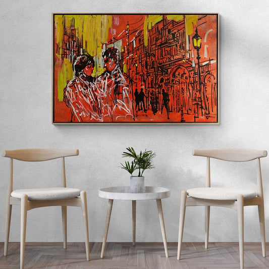 Mimari Çizgiler Yağlı Boya Tablosu