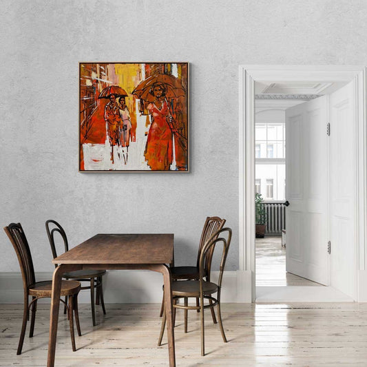 Şemsiyeli Çiftler Yağlı Boya Tablosu