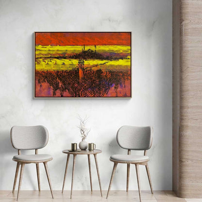 Galata'nın Çizgilere Yansıyan Hikayeleri Yağlı Boya Tablosu