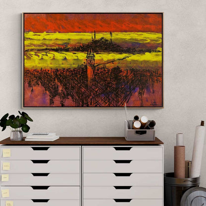 Galata'nın Çizgilere Yansıyan Hikayeleri Yağlı Boya Tablosu