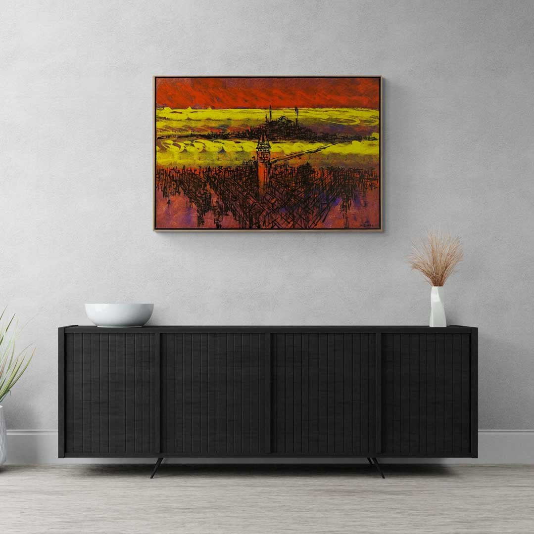 Galata'nın Çizgilere Yansıyan Hikayeleri Yağlı Boya Tablosu