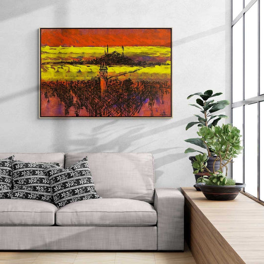 Galata'nın Çizgilere Yansıyan Hikayeleri Yağlı Boya Tablosu