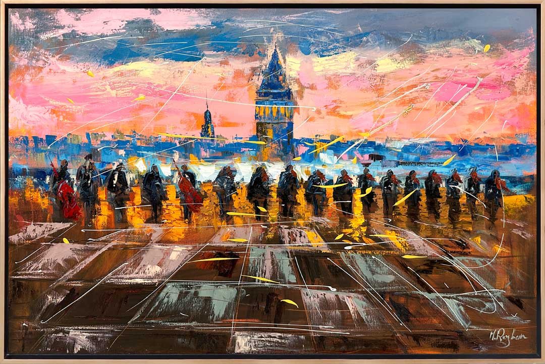 Galata'da Akustik Serenat Yağlı Boya Tablosu