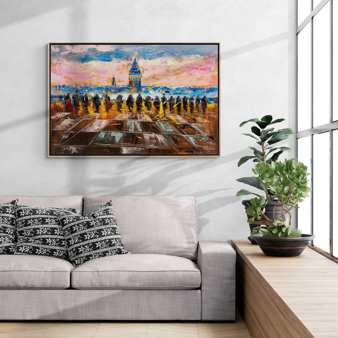 Galata'da Akustik Serenat Yağlı Boya Tablosu