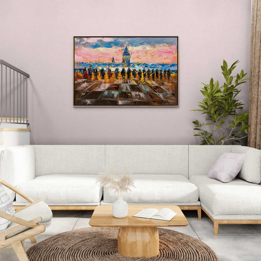 Galata'da Akustik Serenat Yağlı Boya Tablosu