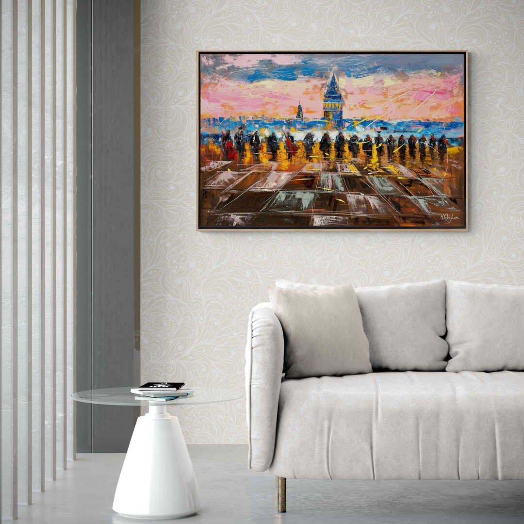 Galata'da Akustik Serenat Yağlı Boya Tablosu