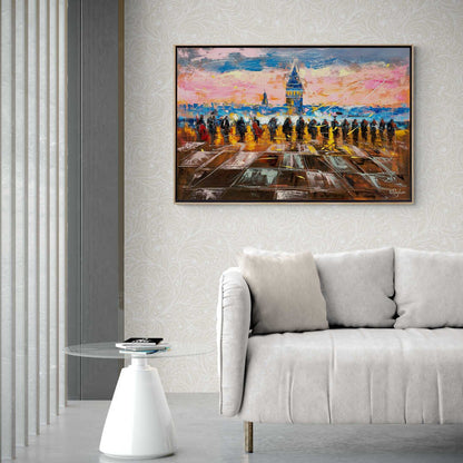 Galata'da Akustik Serenat Yağlı Boya Tablosu