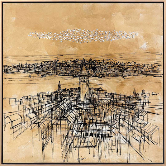 Uzakta Bir Bakış; Galata Yağlı Boya Tablosu