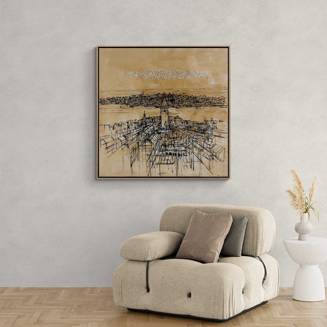 Uzakta Bir Bakış; Galata Yağlı Boya Tablosu