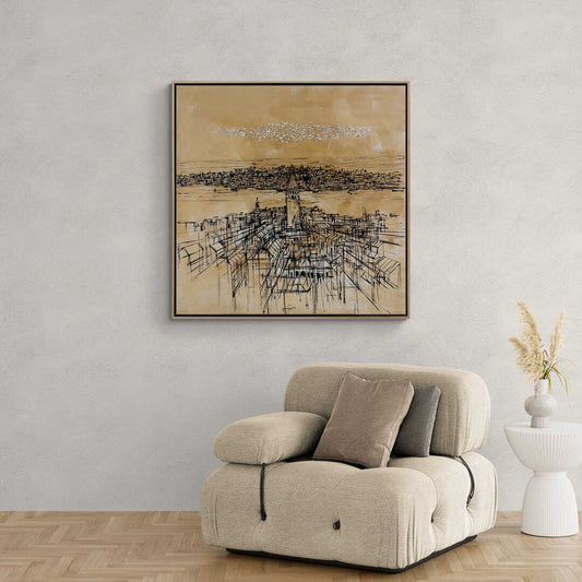 Uzakta Bir Bakış; Galata Yağlı Boya Tablosu