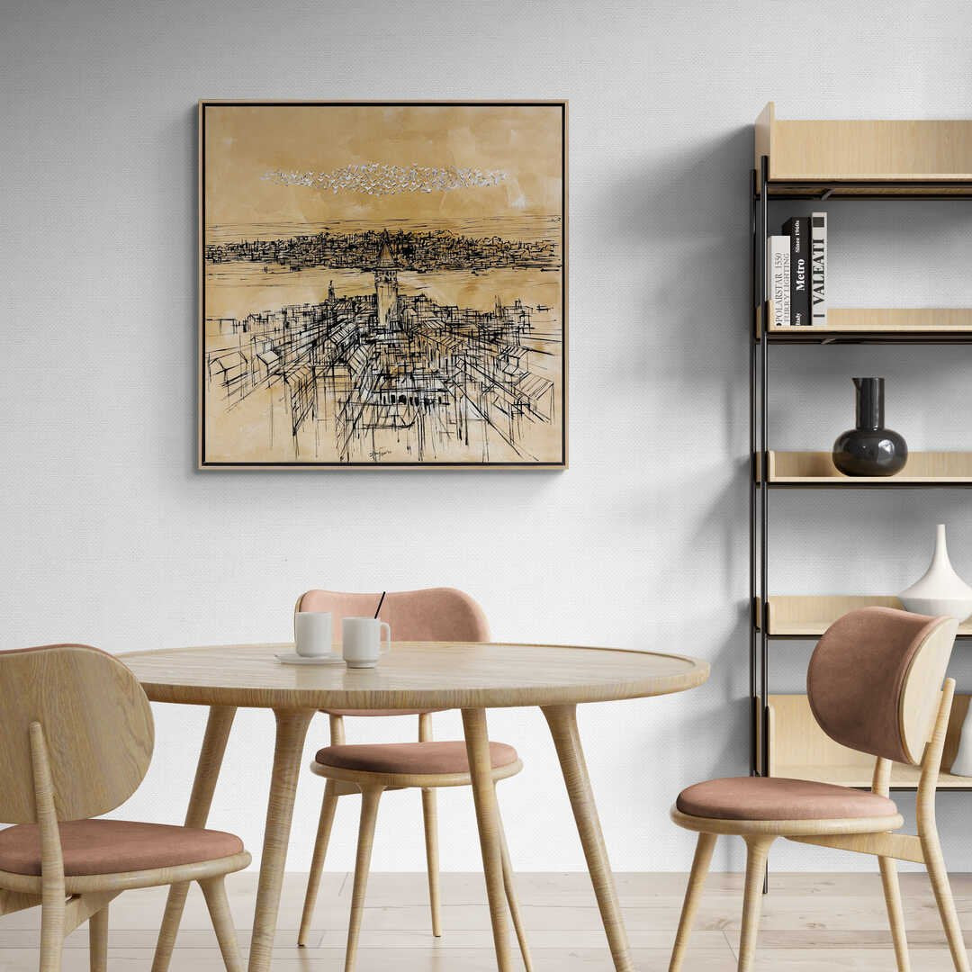 Uzakta Bir Bakış; Galata Yağlı Boya Tablosu