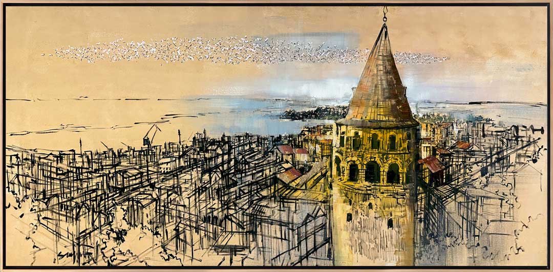 Galata'nın Görkemli Silueti Yağlı Boya Tablosu