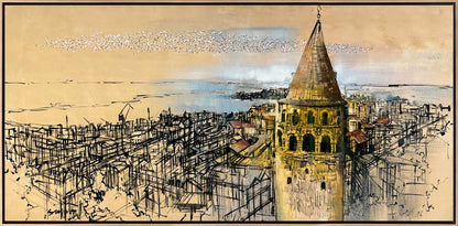 Galata'nın Görkemli Silueti Yağlı Boya Tablosu