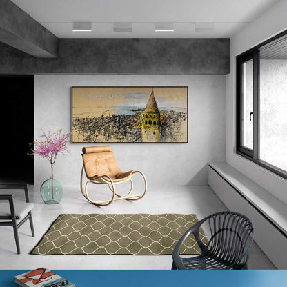 Galata'nın Görkemli Silueti Yağlı Boya Tablosu