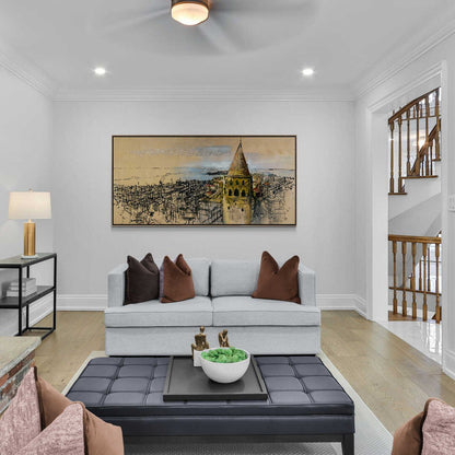 Galata'nın Görkemli Silueti Yağlı Boya Tablosu