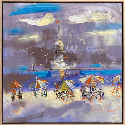 Soyut Denizdeki Sessiz Şarkı Kız Kulesi Yağlı Boya Tablosu