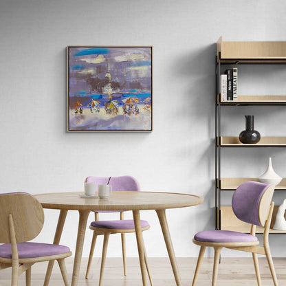 Soyut Denizdeki Sessiz Şarkı Kız Kulesi Yağlı Boya Tablosu