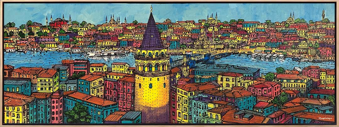 Işığın Dansı Galata'da Yağlı Boya Tablosu