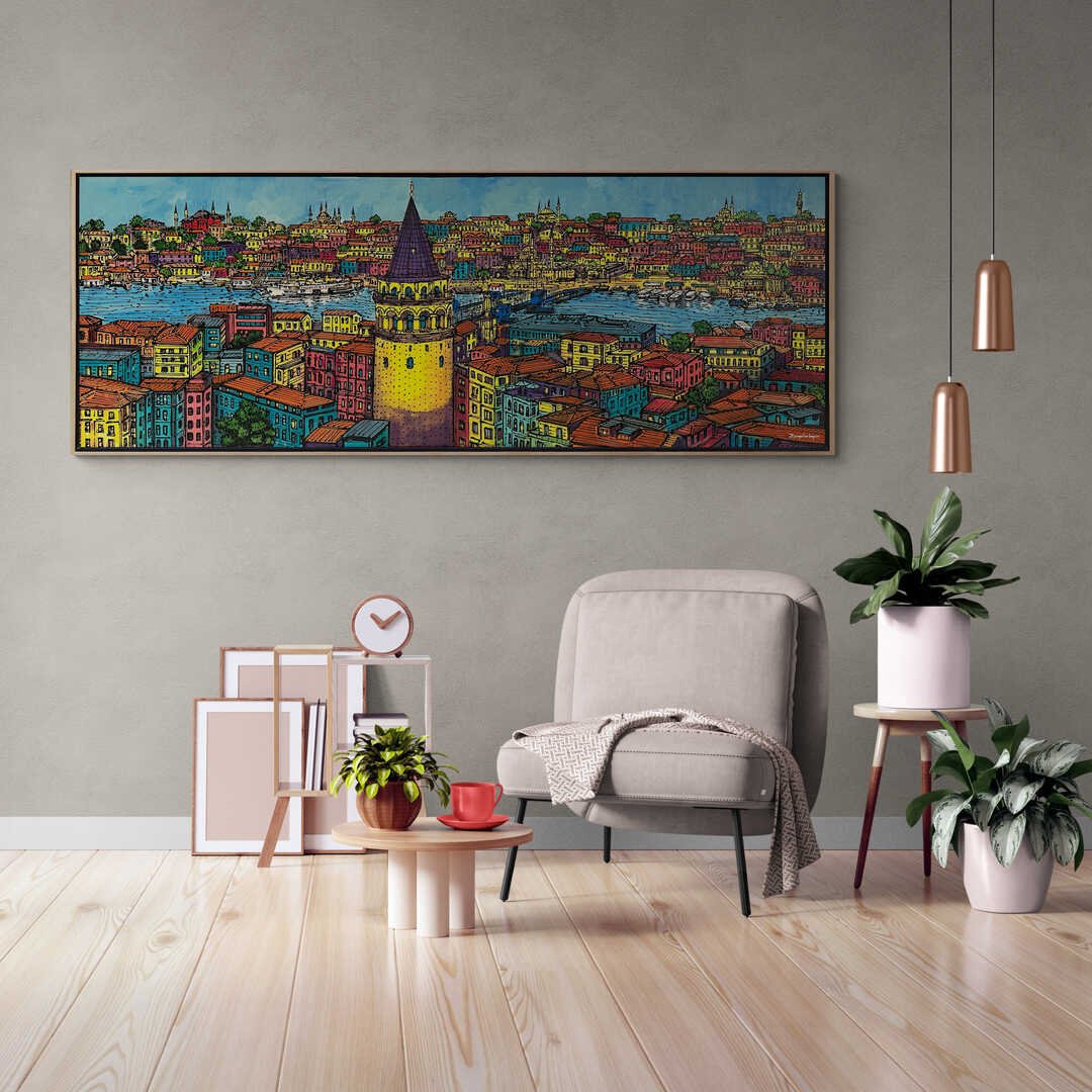 Işığın Dansı Galata'da Yağlı Boya Tablosu