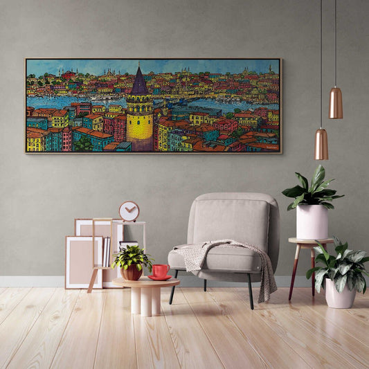 Işığın Dansı Galata'da Yağlı Boya Tablosu