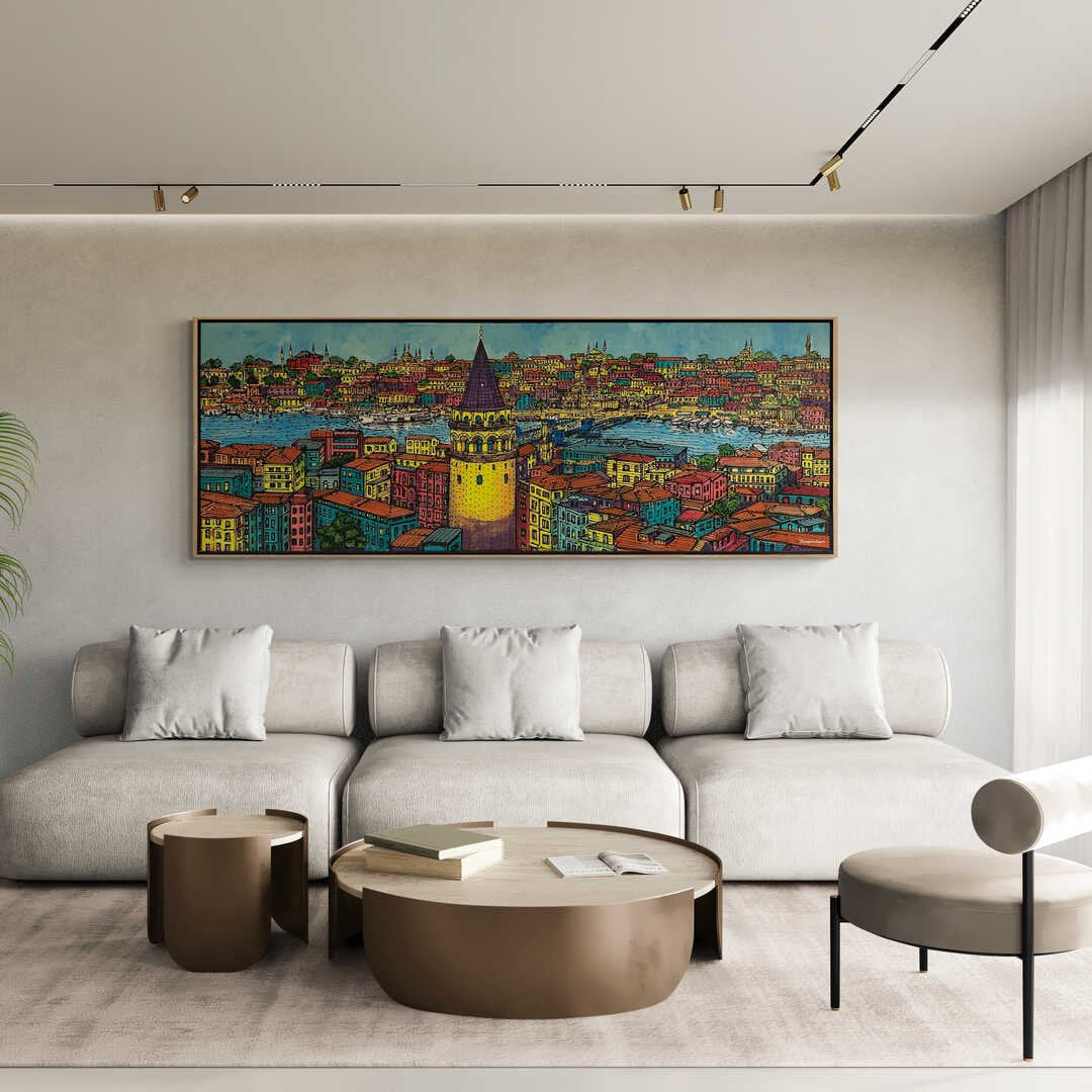 Işığın Dansı Galata'da Yağlı Boya Tablosu