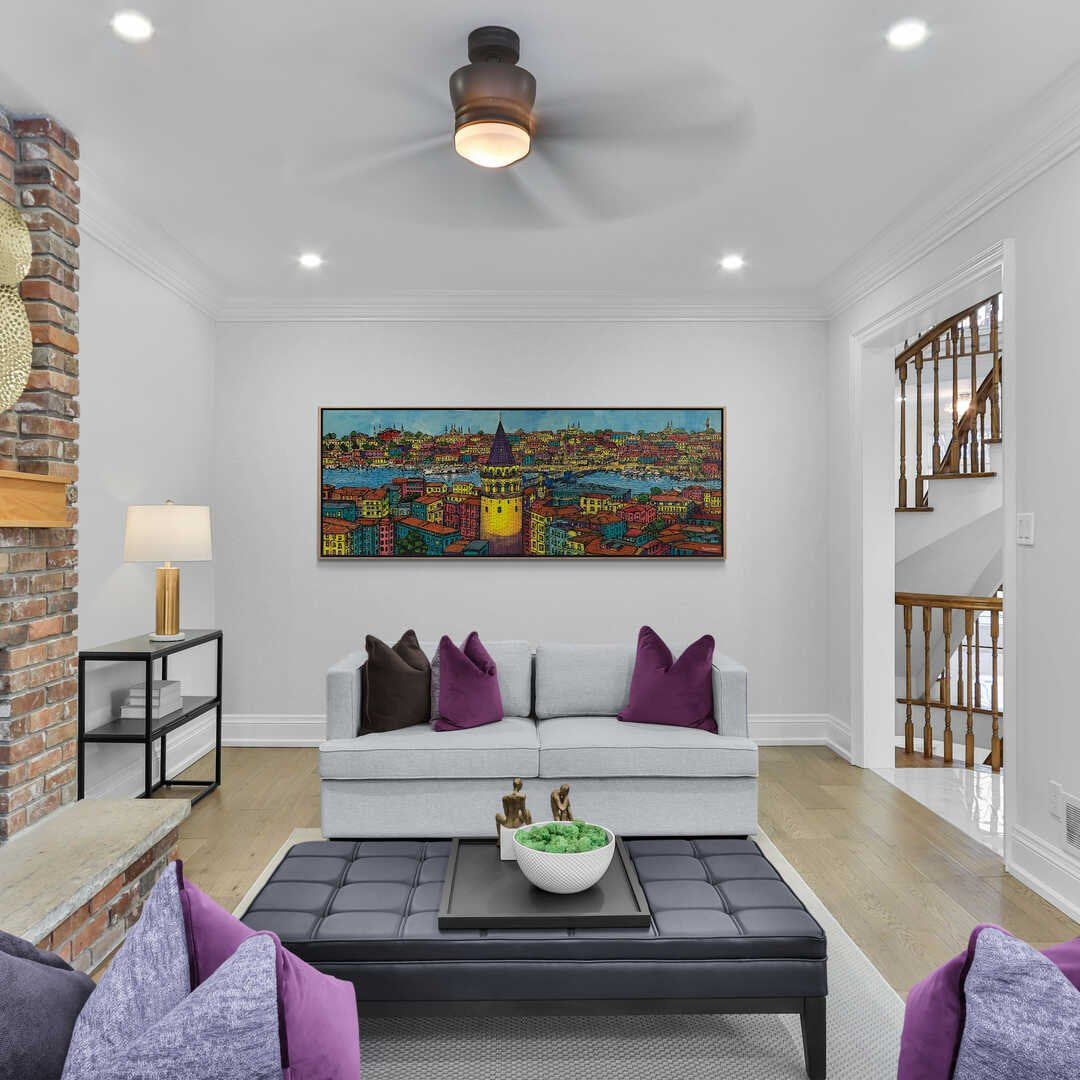 Işığın Dansı Galata'da Yağlı Boya Tablosu