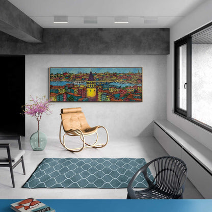 Işığın Dansı Galata'da Yağlı Boya Tablosu