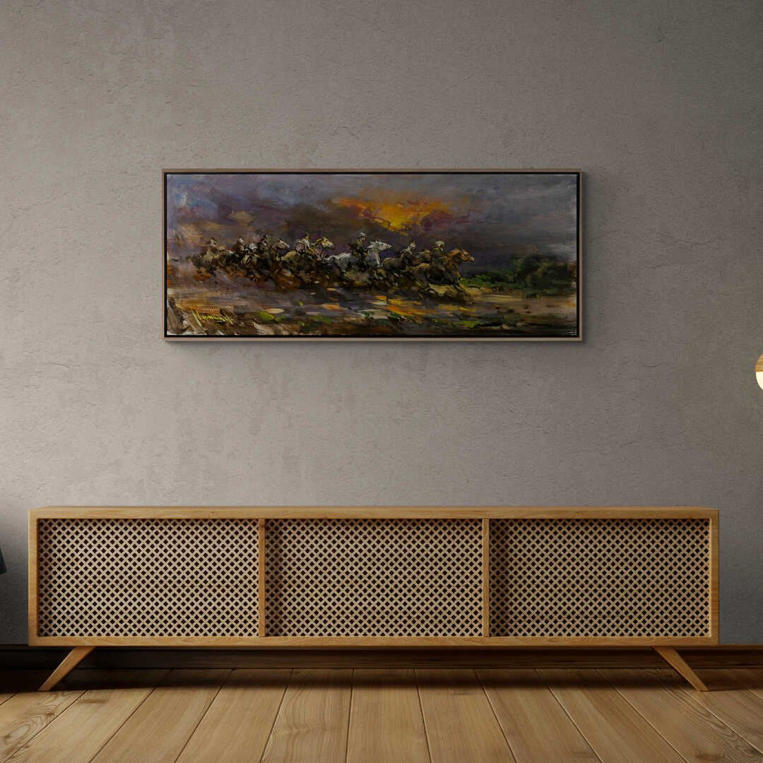 Rüzgarın İzinde Atlılar Yağlı Boya Tablosu