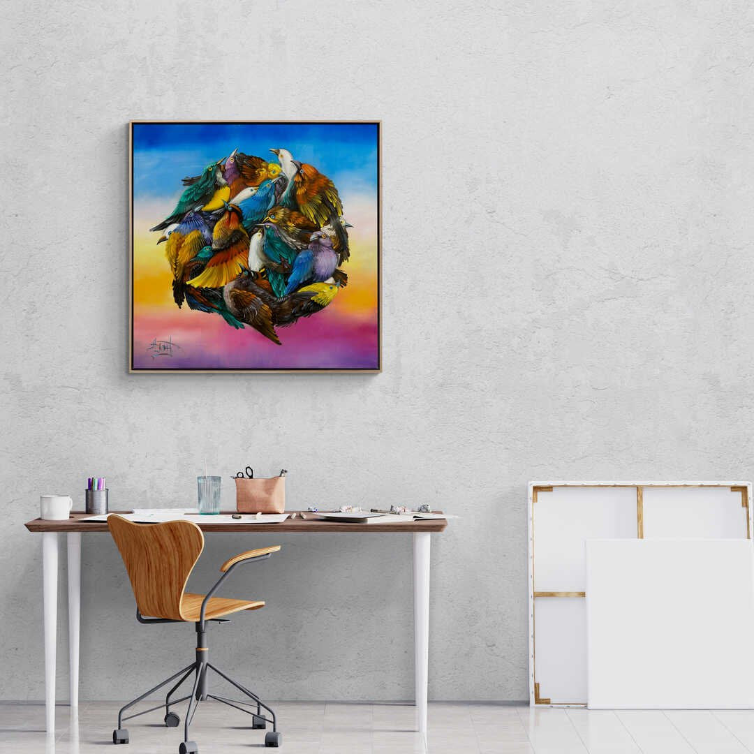 Kuşların Neşeli Şarkısı Yağlı Boya Tablosu