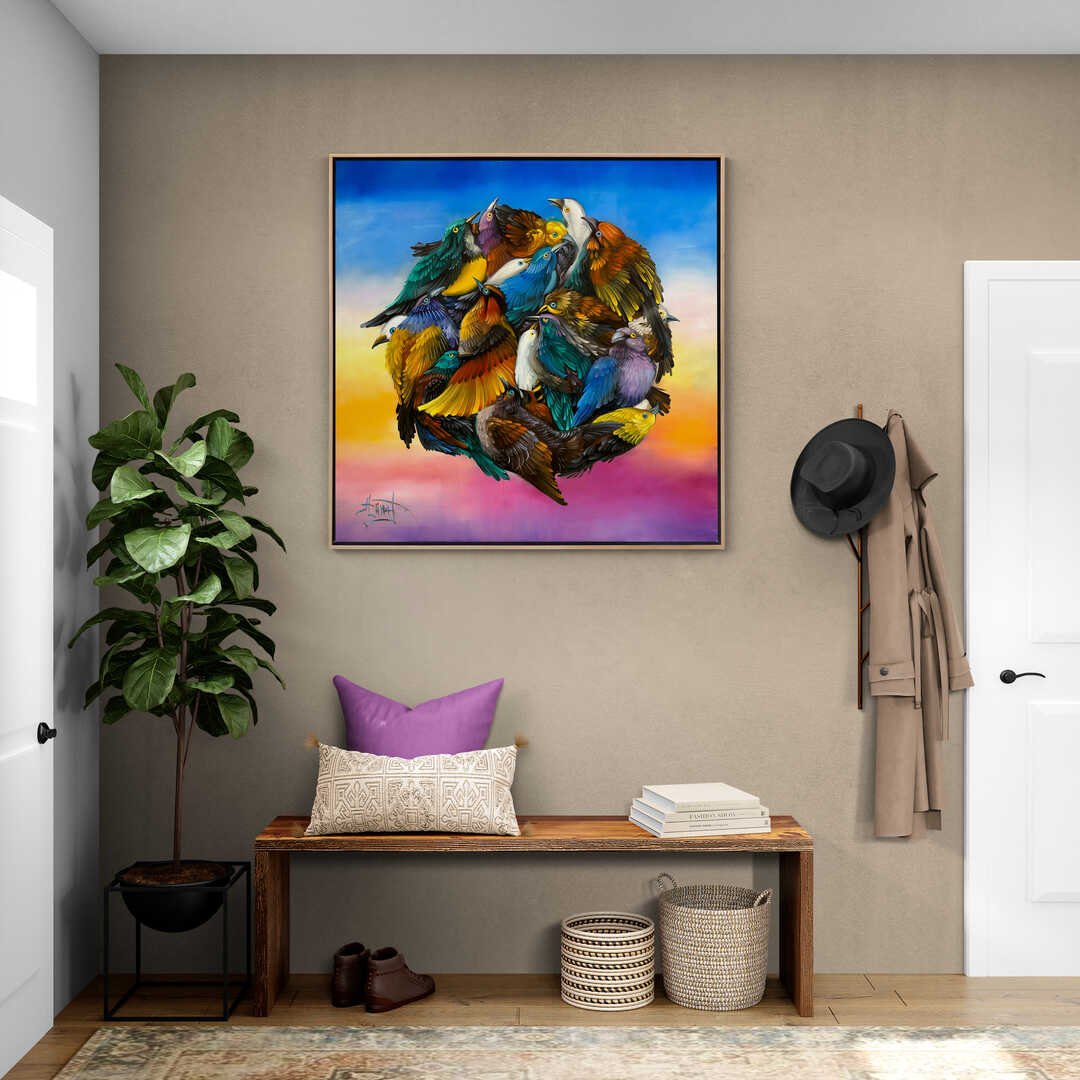 Kuşların Neşeli Şarkısı Yağlı Boya Tablosu