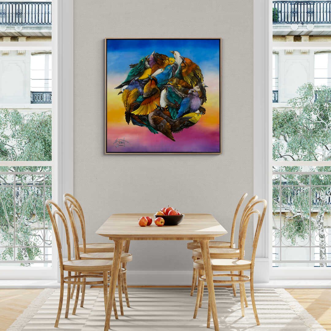 Kuşların Neşeli Şarkısı Yağlı Boya Tablosu