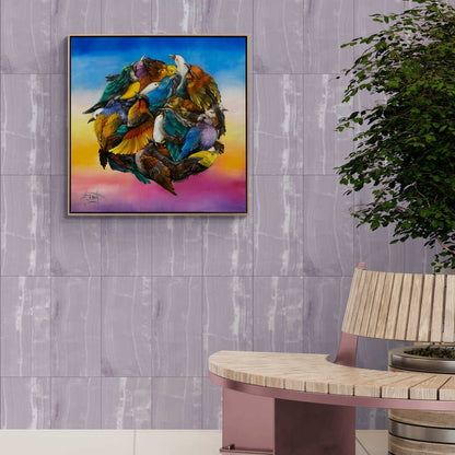 Kuşların Neşeli Şarkısı Yağlı Boya Tablosu