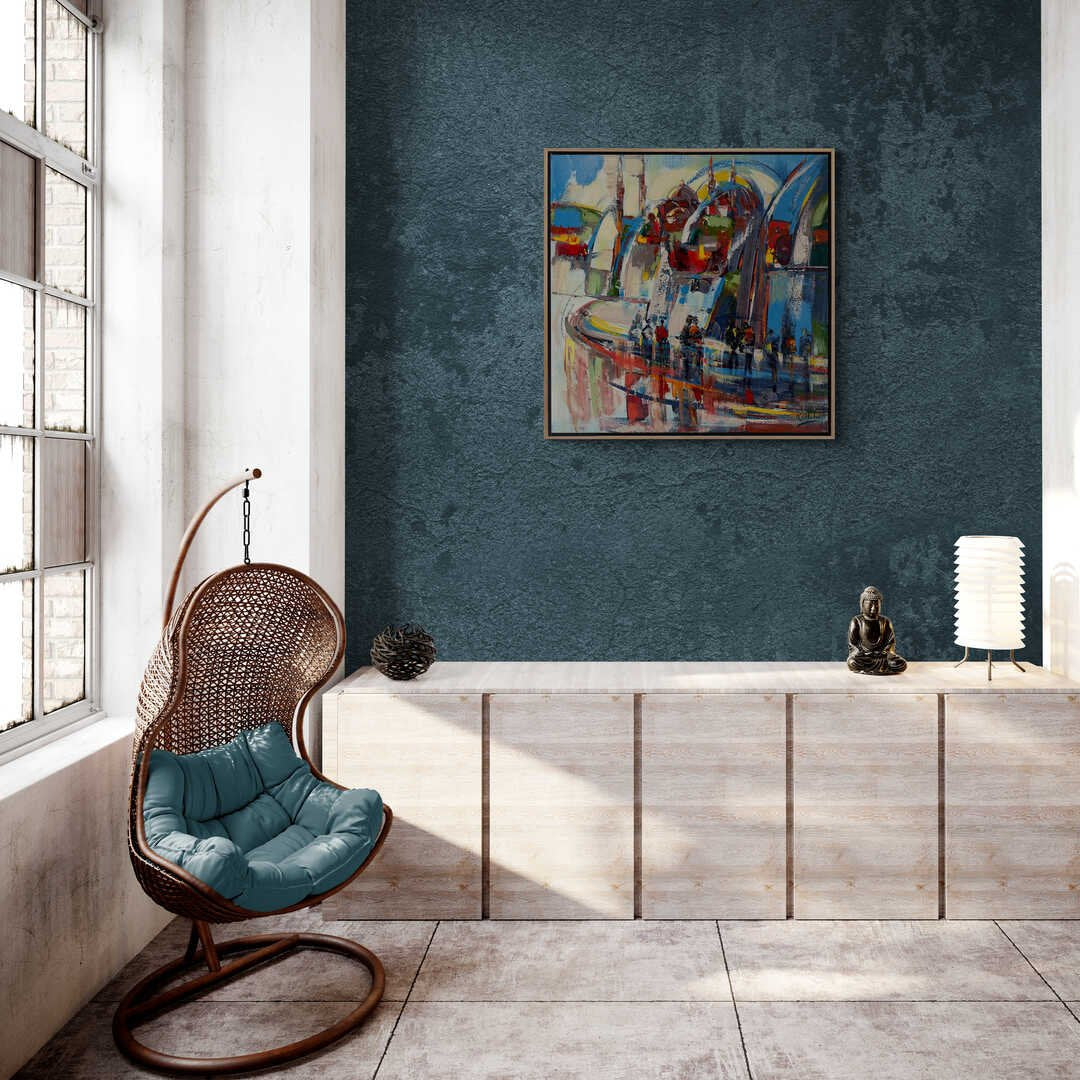 Soyut İstanbul Manzaraları Yağlı Boya Tablosu