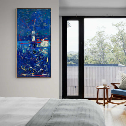 Soyut Kız Kulesi Parıltıları Yağlı Boya Tablosu