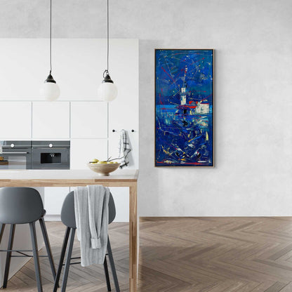 Soyut Kız Kulesi Parıltıları Yağlı Boya Tablosu