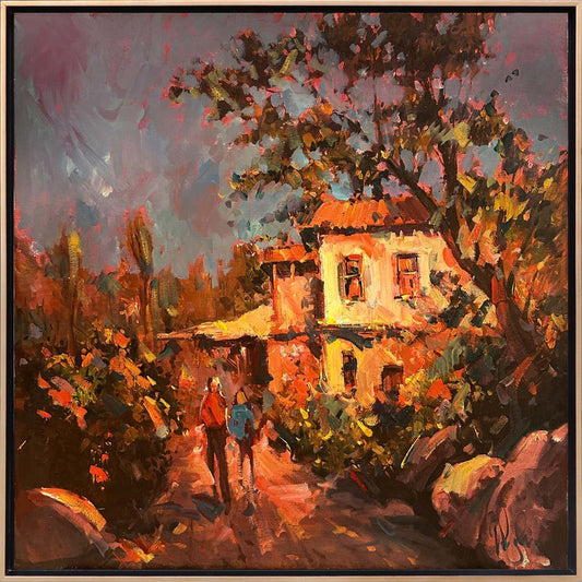 Nostalji Kokan Eski Köy Evleri Yağlı Boya Tablosu