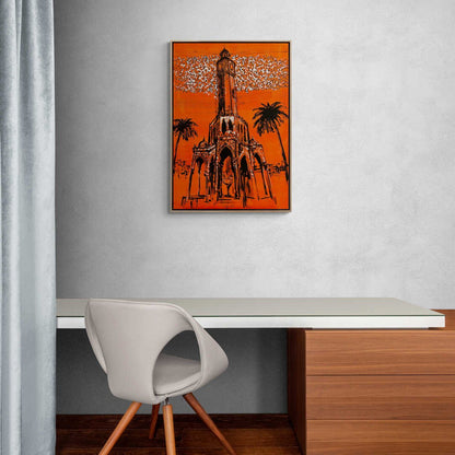 İzmir'in Simgesi Saat Kulesi Yağlı Boya Tablosu