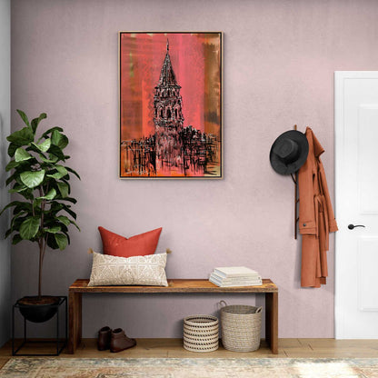 Galata Kulesi'nin Çizgileri Yağlı Boya Tablosu