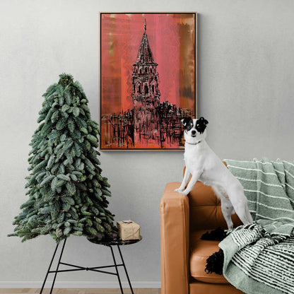 Galata Kulesi'nin Çizgileri Yağlı Boya Tablosu