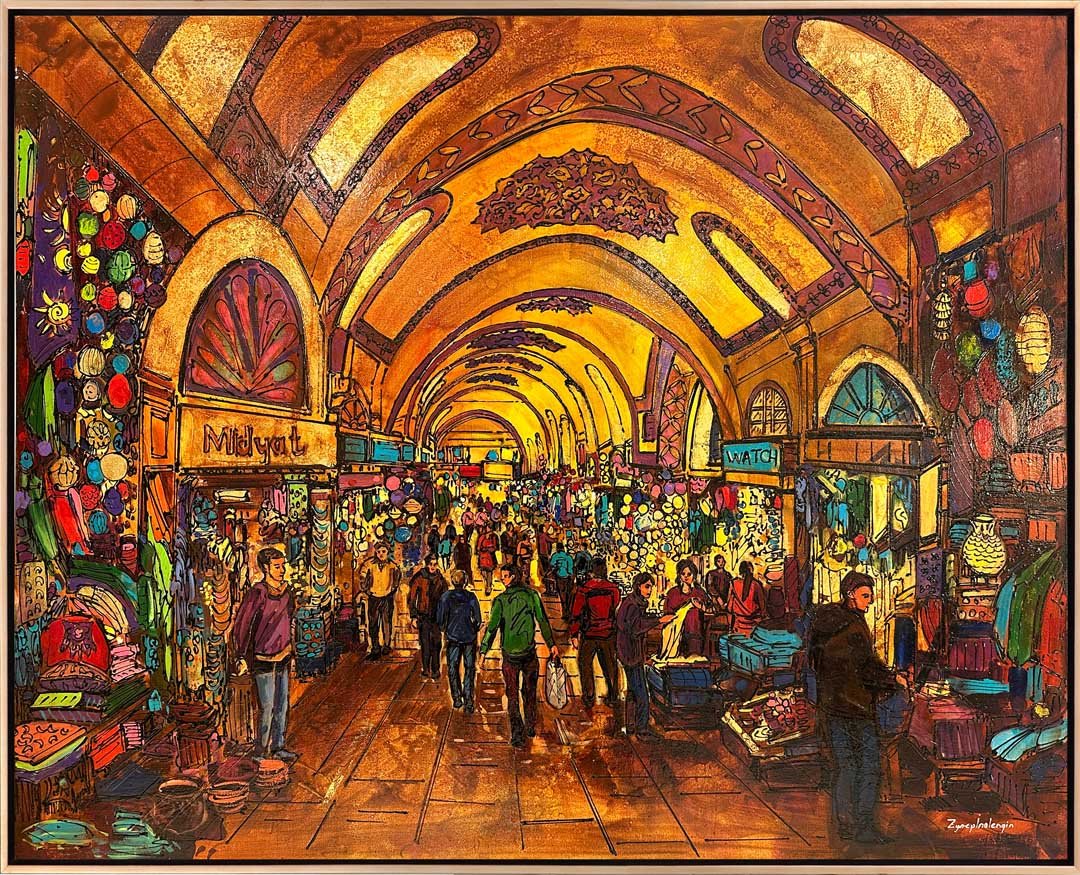 Kapalı Çarşı'nın Eski Dokusu Yağlı Boya Tablosu