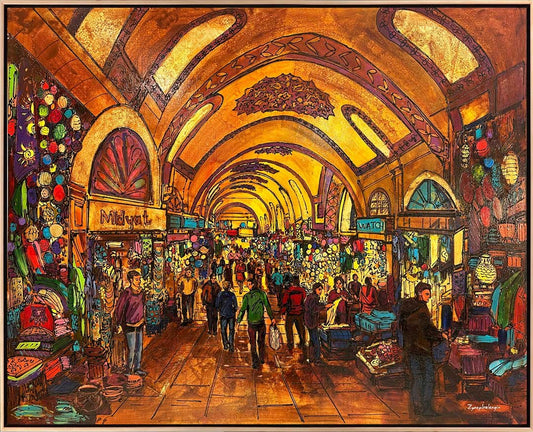 Kapalı Çarşı'nın Eski Dokusu Yağlı Boya Tablosu