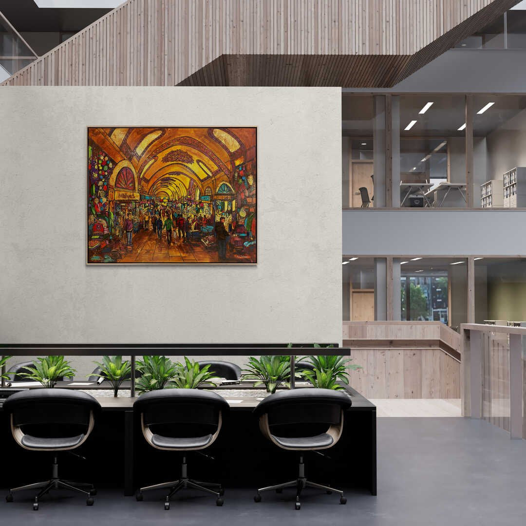 Kapalı Çarşı'nın Eski Dokusu Yağlı Boya Tablosu