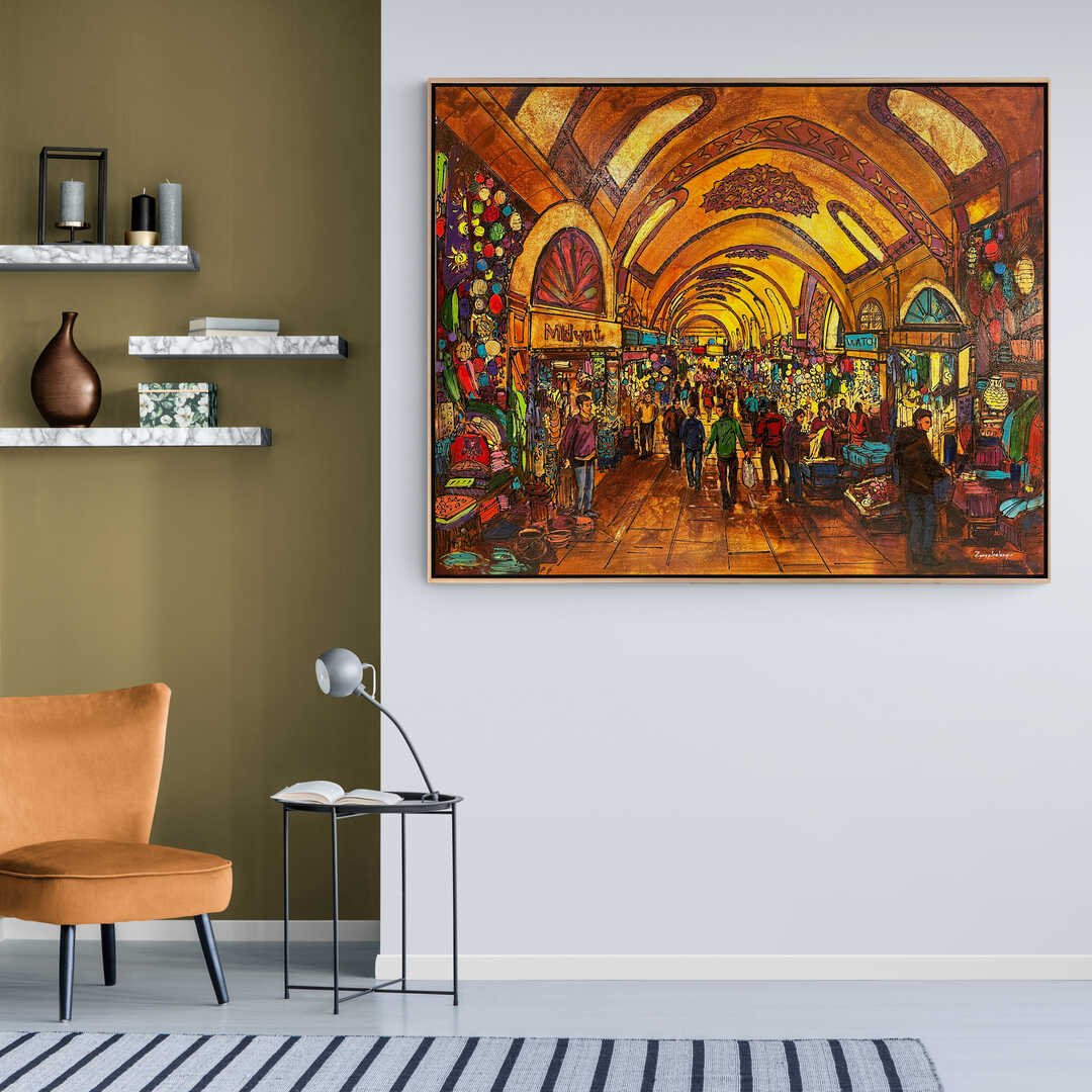 Kapalı Çarşı'nın Eski Dokusu Yağlı Boya Tablosu