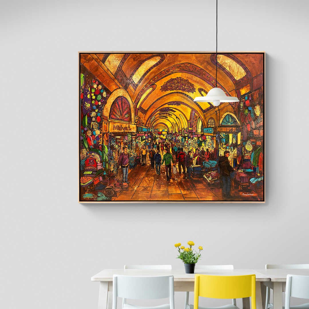 Kapalı Çarşı'nın Eski Dokusu Yağlı Boya Tablosu