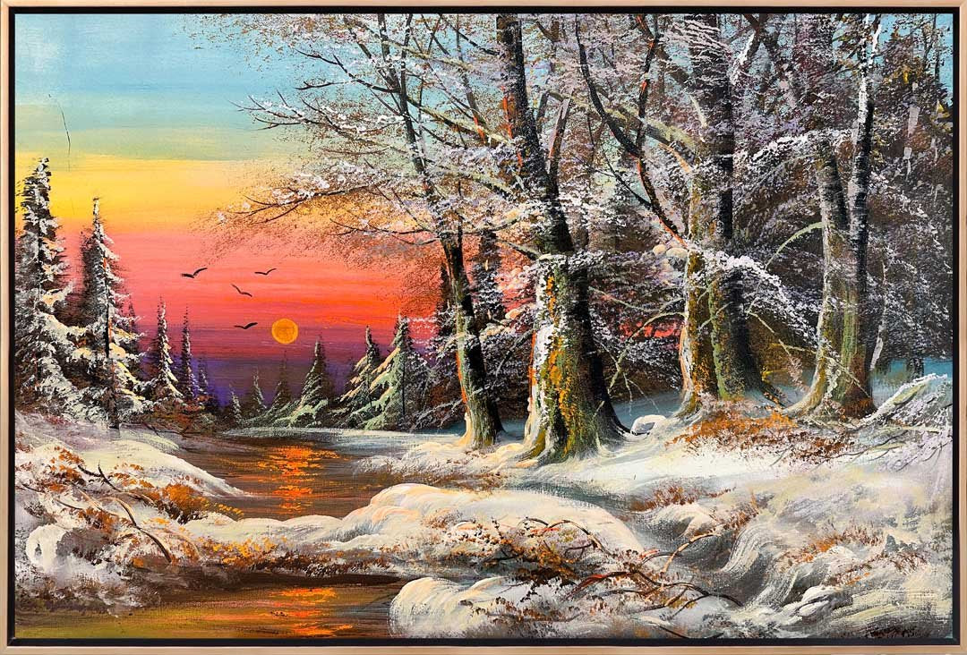 Bembeyaz Kar Manzarası Yağlı Boya Tablosu